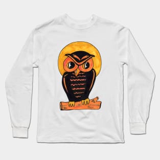 Vintage Owl Halloween Art Design Long Sleeve T-Shirt